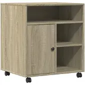 vidaXL Printerkastje met wielen 60x50x67 cm sonoma eikenkleurig