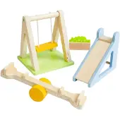 Bigjigs houten poppenhuis tuinset - FSC houten buitenspeelgoed.