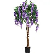 Beliani WISTERIA TREE - Kunstplant - Groen/Paars - Synthetisch materiaal