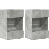 vidaXL Wandkasten met LED-verlichting voor tv 2 st 40x30x60,5 cm betongrijs