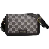 Braccialini schoudertas, eco-leer, damier Monogram, zwart