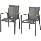 Axi Alva Aluminium Tuinstoelen Antraciet/teak – Set 2 stuks