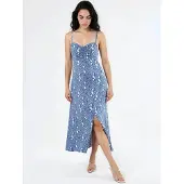 Busem Bloemen Midi Slipdress met Hartkraag