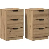 vidaXL Nachtkastjes 2 st 40x36x65cm bewerkt hout artisanaal eikenkleur