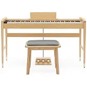 Gear4Music Keynote Contemporary Digital Piano with Bluetooth Stool Pack Light Oak