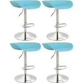 CLP Anaheim Set van 4 barkrukken - Kunststof blauw chroom