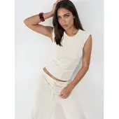 Busem Geribbelde Mouwloze Blouse met Ronde Hals