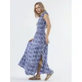 Busem Paisley Print Maxi Jurk met Vierkante Kraag