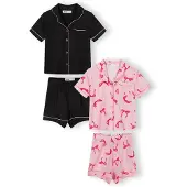 MINOTI Nachtkledij pink / rosa / zwart / wit