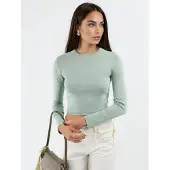 Busem Slim Fit Lange Mouwen Crop Top met Ronde Hals