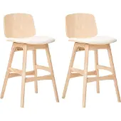 Beliani CHARLESTON - Set van 2 barstoelen - Lichtbruin/Lichtbeige - Rubberhout