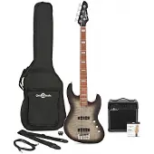 Gear4Music LA II Select Bass Guitar Black Burst 15W Bass Amp Pack