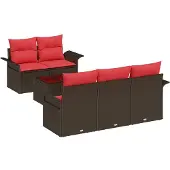 vidaXL Tuinbank Set 6 st Bruin poly rattan