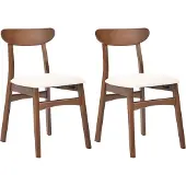 Beliani DOYLE - Set van 2 eetkamerstoelen - Bruin/Lichtbeige - Rubberhout