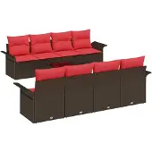 vidaXL Tuinbank Set 9 st Bruin poly rattan