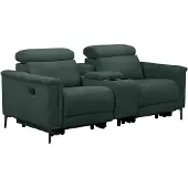 Notio Living Lund-Dubbele relaxfauteuil met handmatige functie in stof donkergroen