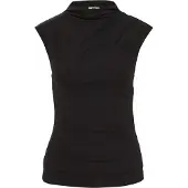 We fashion - Dames top met plooidetail - Zwart - Maat: XS