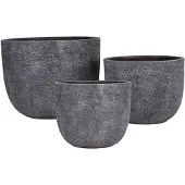 Ptmd Delsey Brown GRC Structure Pot Big Set Of 3