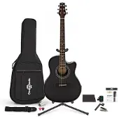Gear4Music Roundback Acoustic Guitar Complete Player Pack by Black
