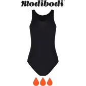 Modibodi Menstruatie Zwemkleding Tiener Super Absorberend Racerback Badpak Zwart Y08-10