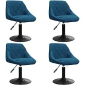vidaXL Eetkamerstoelen draaibaar 4 st fluweel blauw