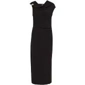 We fashion - Dames midi jurk met gouden accent - Zwart - Viscose - Maat: XS