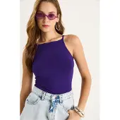 Bianco Getailleerde Katoenmix Halternek Cami Top
