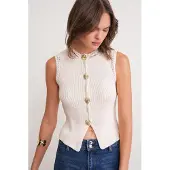 MixRay Geweven Crop Top met Knopdetails