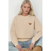 Hiccups for Kids Comfort Dierenpatroon Geborduurde Verhoogde Ronde Hals Sweatshirt