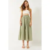 Bianco Textuur Maxi Rok met Knopen Sluiting