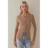 Hiccups for Kids Ronde Hals Knopen Vorder Ribbel Brei Lange Mouwen Cardigan Top