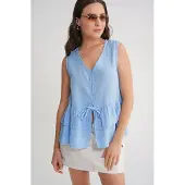 MixRay V-hals Knoop Katoenen Blouse