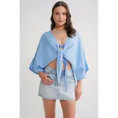 MixRay Gestructureerde V-hals Bolero Blouse