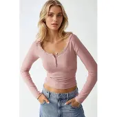 Hiccups for Kids Slim Fit Kanten Detail Lange Mouwen Top
