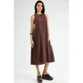 Hiccups for Kids Linnenlook Mouwloze Crew Neck Midi Jurk