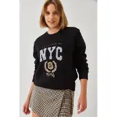 Bianco Geborduurde Ronde Hals Katoenen Sweatshirt