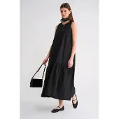 MixRay Maxi-jurk met Kraag en Rimpeldetails