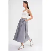 MixRay Hoge Taille Poplin Rok met Trekkoorddetail