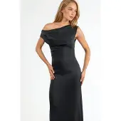 Hiccups for Kids Asymmetrische Kraag Bodycon Satijnen Maxi Jurk
