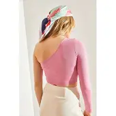 Bianco Asymmetrische Kraag Crop Blouse