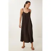 Happiness İstanbul Losse Midi-jurk met U-hals