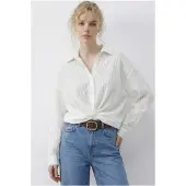 Bianco Losse Pasvorm Gestreepte Blouse met Strikdetails