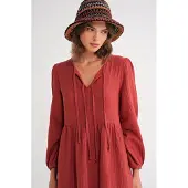 MixRay V-hals Midi-jurk met striksluiting