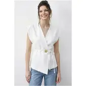 Bianco Gordel V-Hals Crepe Vest
