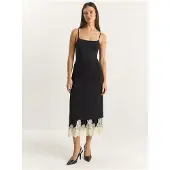 Bianco Hoge Taille Midi Rok met Kantonderzijde