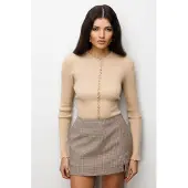 MixRay Geribbelde Gebreide Knopen cardigan