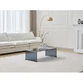 Vente-unique Salontafel van gebogen gehard gerookt glas - Zwart - ALONZO