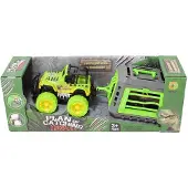Jono Toys Auto jeep met aanhanger en dino 30 cm