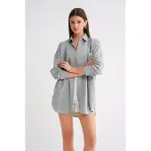 MixRay Oversized Lange Mouwen Knopen Poplin Shirt