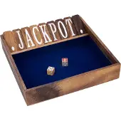 Longfield Shut The Box 2 Spelers Blauw – Houten Dobbelspel – Klassiek Gezelschapsspel – Familiespel met Vilt – 2 Dobbelstenen – Engelhart